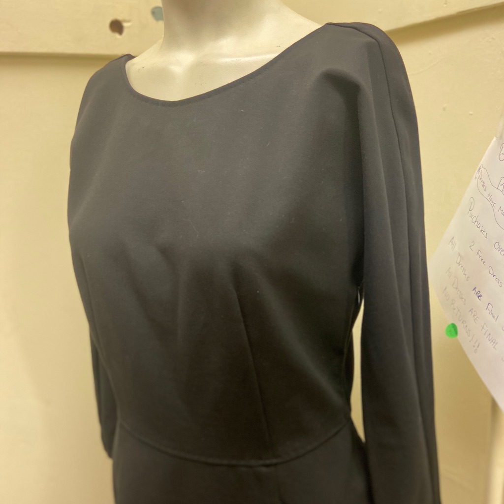 Piazza Sempione Black Long Sleeve Midi Dress